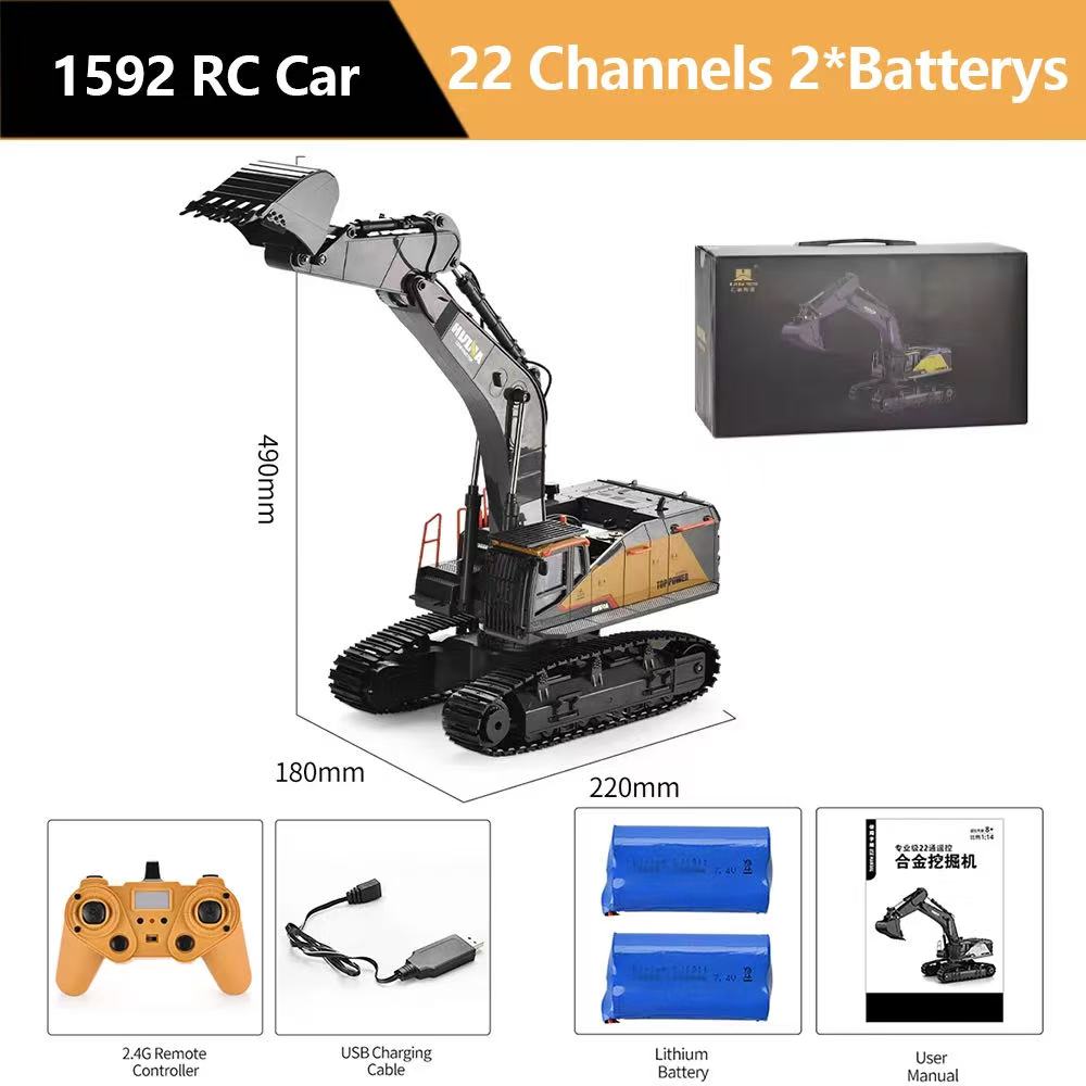 Rc Excavator Hydraulic - HUINA 1592 Modellino di Trattore Cingolato